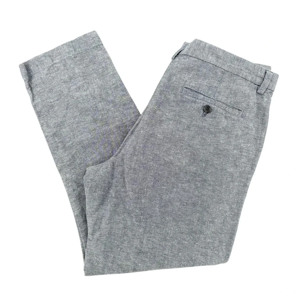 Banana Republic Aiden Chino Mens 34x30 Blue LINEN Cotton Blend Slim Fit Pants